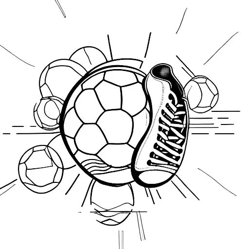 A Minimalist Tattoo Of A Football And A Pair Of Ballet Shoes Overlapping