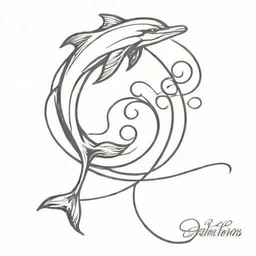 Dolphin And Music Note Intertwined