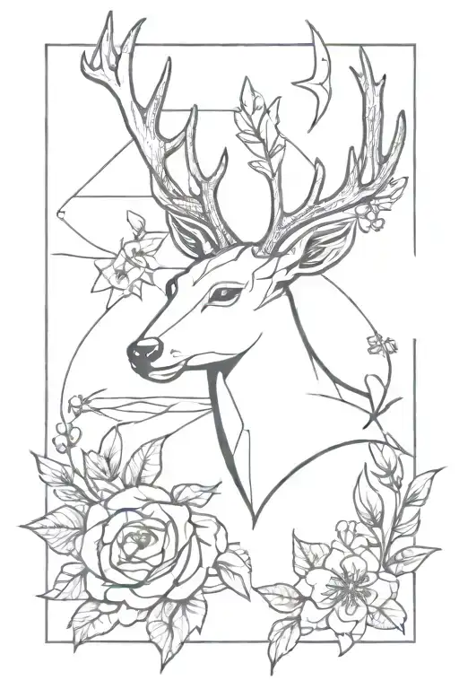 Broad Head Arrow Weapon And Deer And Flowers And Bullet