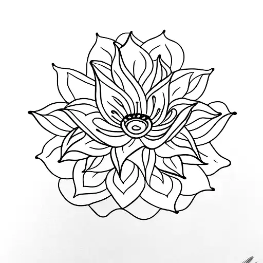 A Minimalist Design Of A Lotus Flower With Coffee Beans Incorporated Into Its Petals