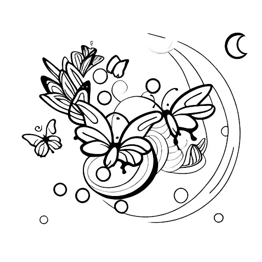Butterflies With A Full Moon