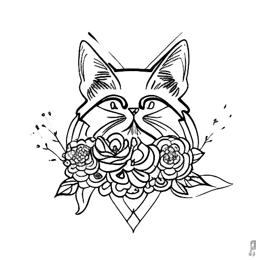 Cat And Flowers