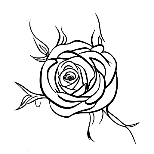 Burning Rose With Thorns And Stem