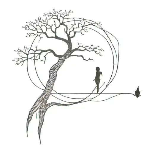 A Tree With A Girl On A Swin G On It