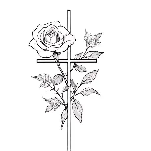 Cross With Rose And Narcissus Flower