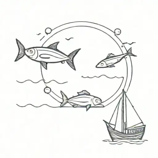 Sea And Fish And Boat