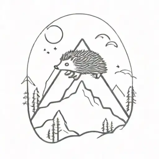 Hedgehog Balancing On Tip Of Mountain Peak