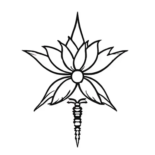Star With Scorpio And Lotus Flower