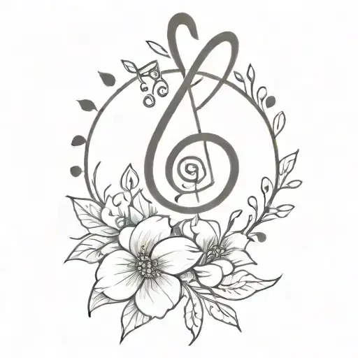 Music Note With Flowers Growing