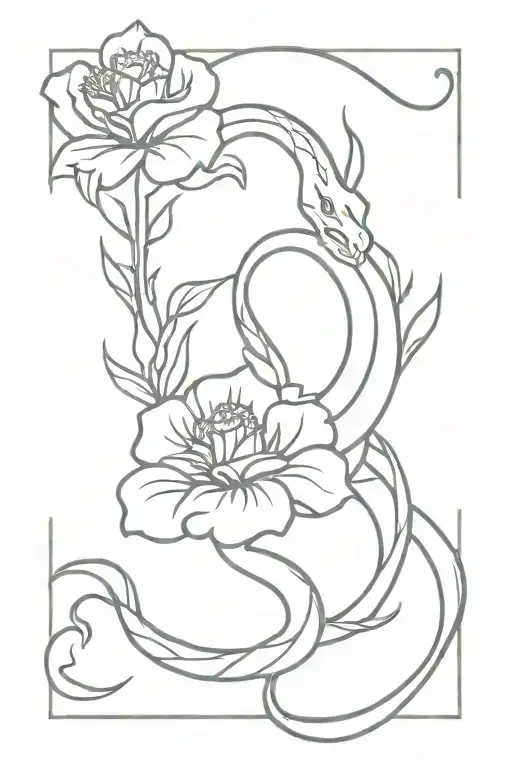 Snake With Carnation Flower Bouquet