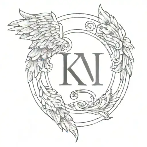 Roman Numeral Surrounded By Angel Wings With The Letters Ks