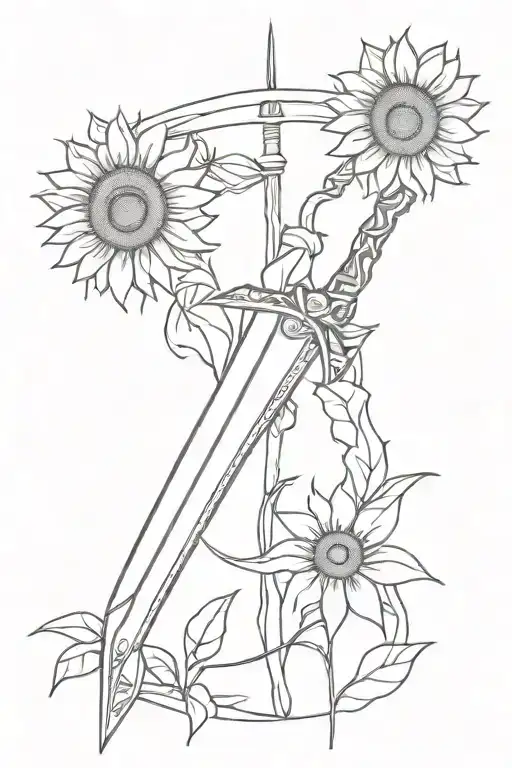 Sword And Sunflowers Wrapped Loosely Simple