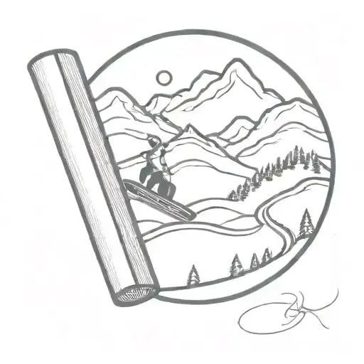 A Minimalist Tattoo Of A Book With Snowboarding Tracks On The Cover