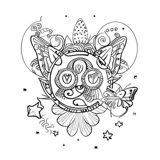 Leo Sunsign With Butterflies And Stars