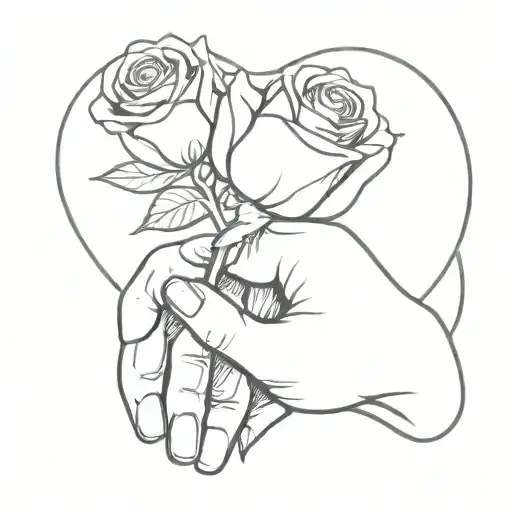 Heart In Hand Holding A Rose