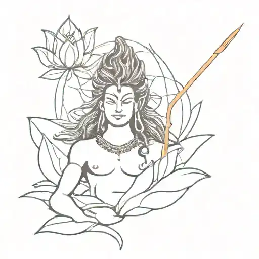 Create A Modern And Abstract Interpretation Of Shiva Emerging From A Lotus Flower