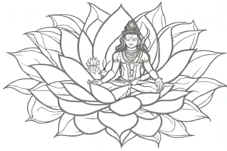 Create A Modern And Abstract Interpretation Of Shiva Emerging From A Lotus Flower