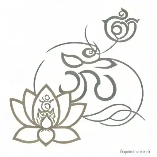 Om Namah Shivaya Written With A Small Lotus Flower