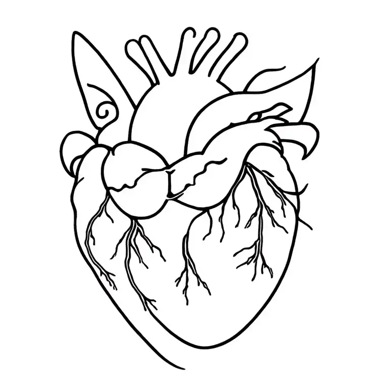 Anatomical Heart With Cat Curled