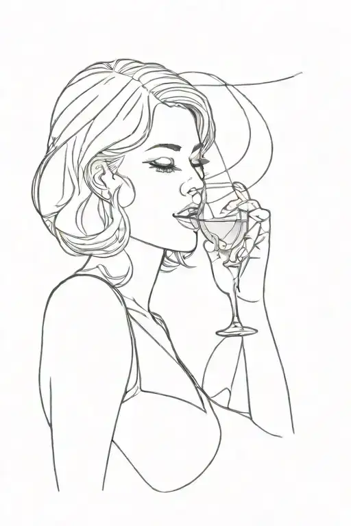 A Woman Drinking A Glass Of Wine With Space For A Date