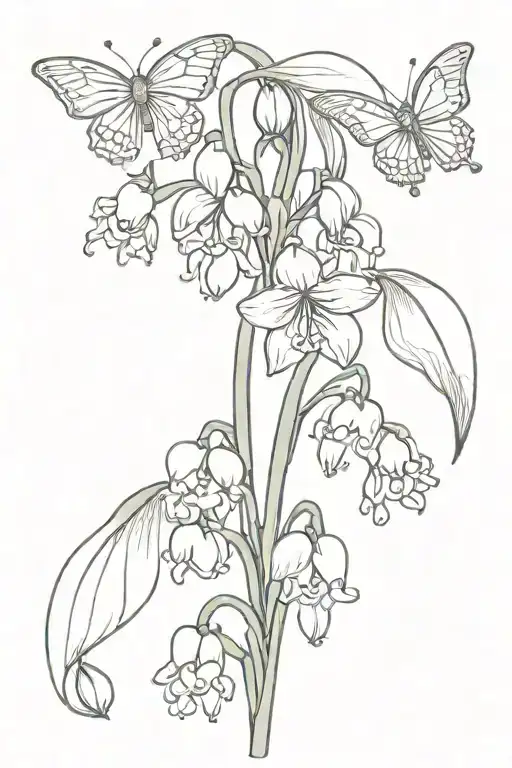 Lily Of The Valley Flower With Butterflies