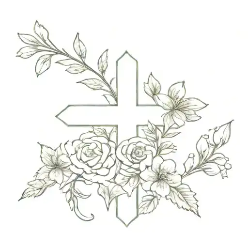 Cross Surrounded By Birth Flowers March August July October