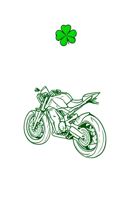 Motorcycle With Green Clover Leaf As Background