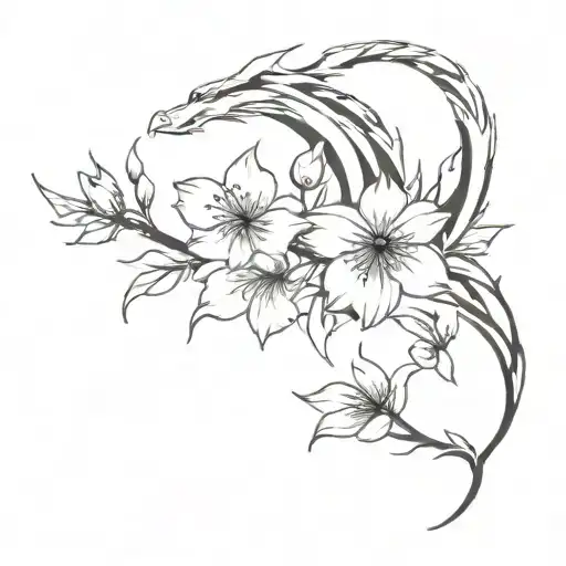 Dragon And Sakura Flower Bouquet