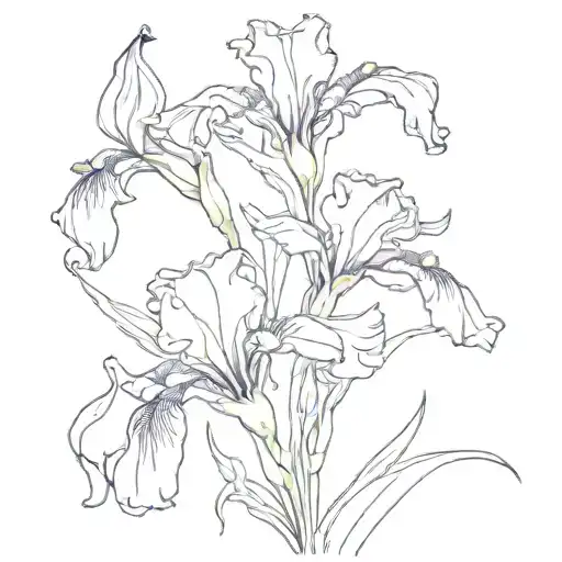 Iris And Gloriosa Flower Composition With Nature And Alveole