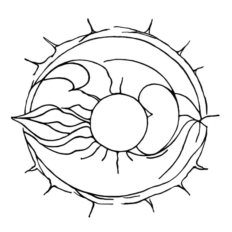 Waves Ocean Sun Sun Burst Star