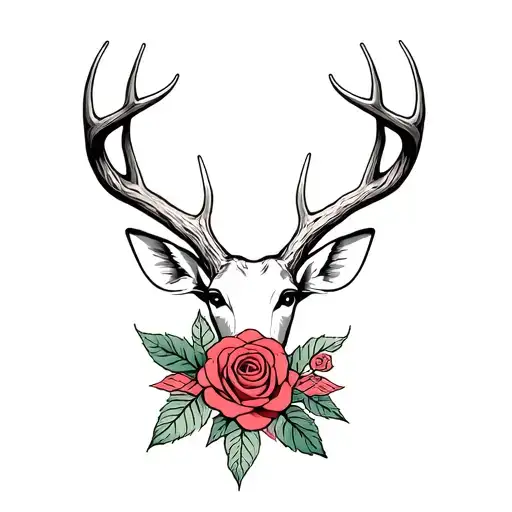 Deer Antlers And Roses