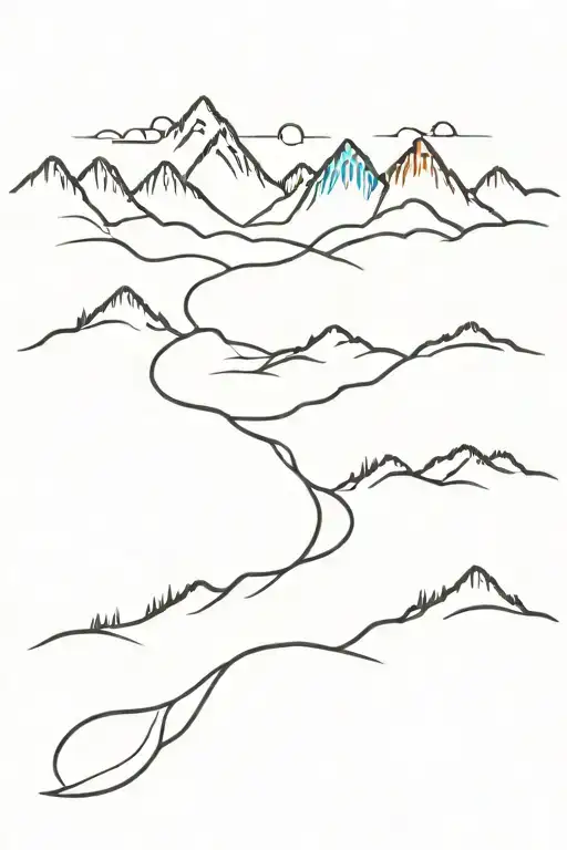 Soft Mountain Range With Winding Road Leading Towards