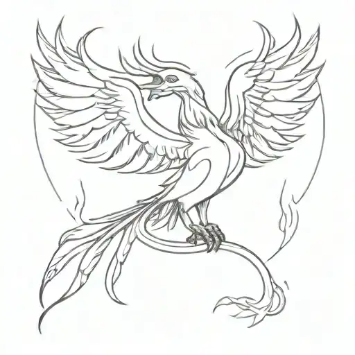 A Minimalist Tattoo Of A Phoenix Rising From The Ashes With Gym Equipment In Its Talons