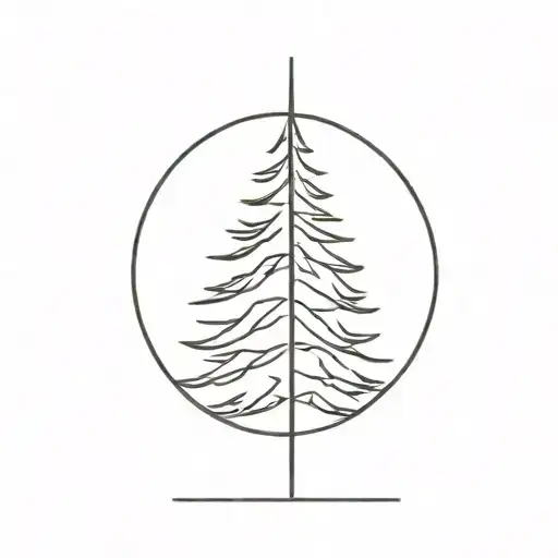 Continuous Line Pine Tree