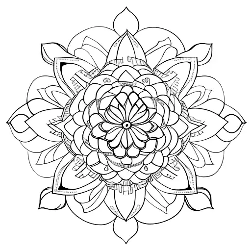 An Elegant Lotus Flower Incorporated Into A Feather Mandala Design
