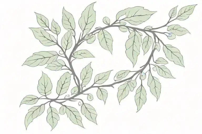 Fig Leaf Wreath Wrapped Together With Olive Branches