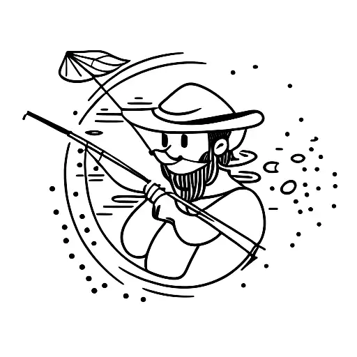 Fisherman Fishing Next To A Small Lake