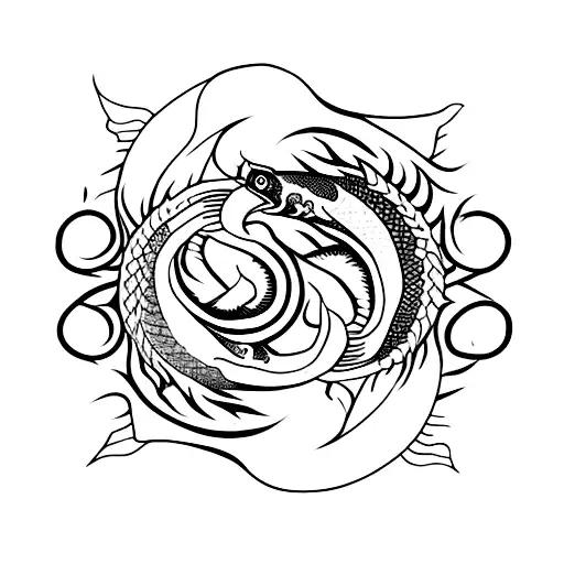 Koi Fish Yin And Yang But With Dragons