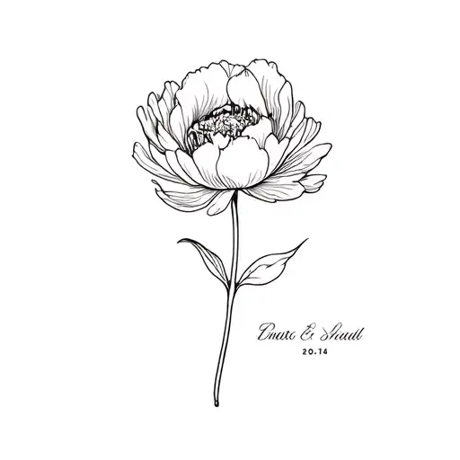 Peony With Stem And Date