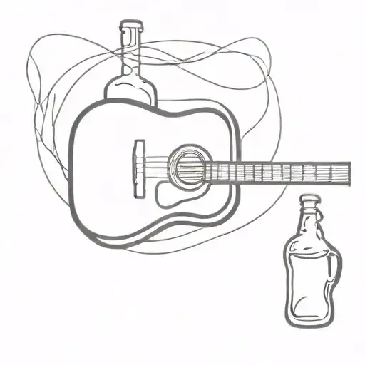 Acoustic Guitar And Beer Bottle