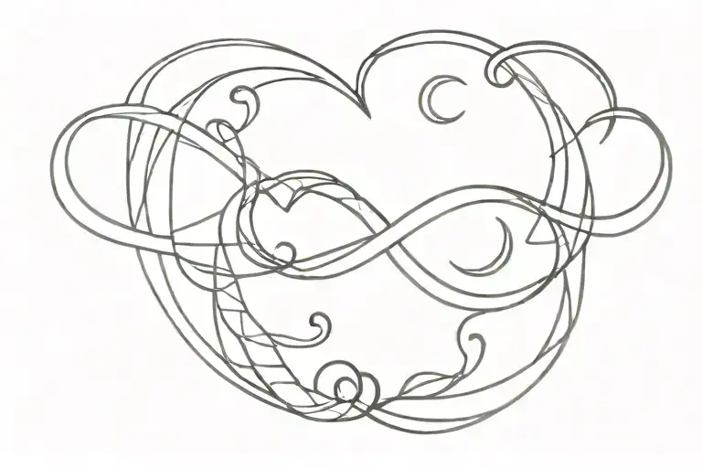 Infinity With Moon And Heart Intertwined