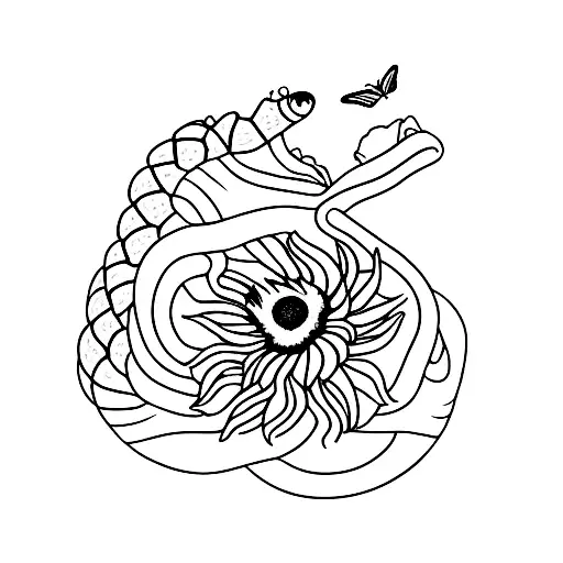 Butterfly Sunflower And Snake