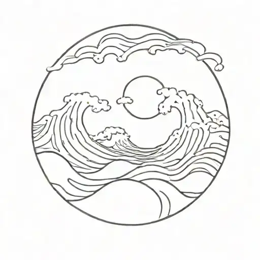 Waves In Special Spot With Sunset