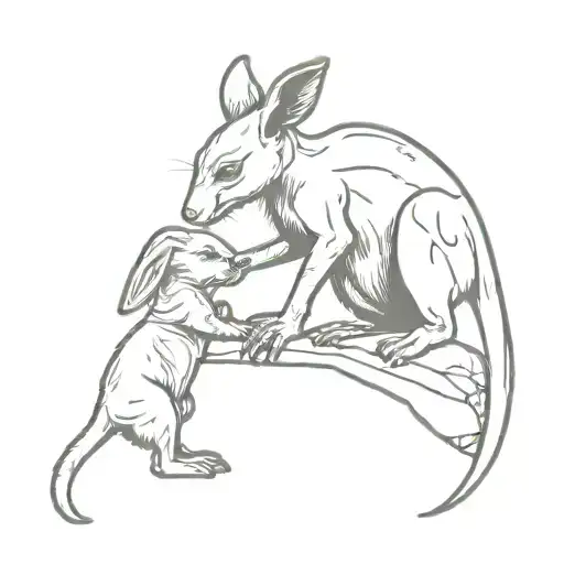 A Meancing Baby Kangaroo Pulling Excalibur Out Of A Stone