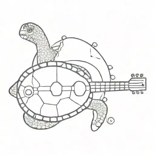 Sea Turtle And Guitar Simple