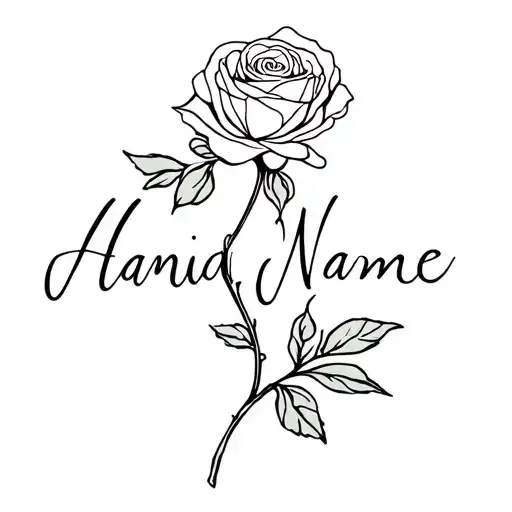 A Minimalist Design Of A Hidden Name Intertwined With A Floral Rose