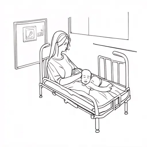 A Woman Holding A Baby In A Hospital Bed