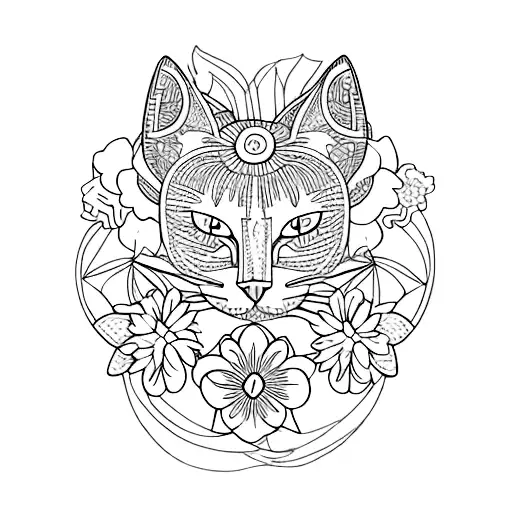 Cat And Flowers Spine