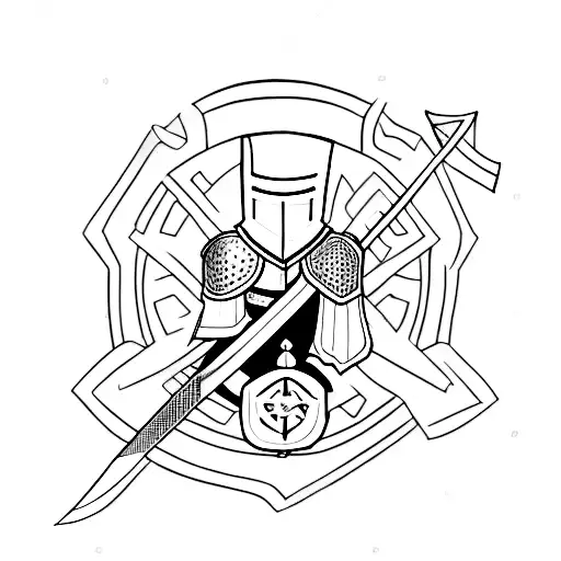 Amateur Drawing Of A Knight Holding A Sword