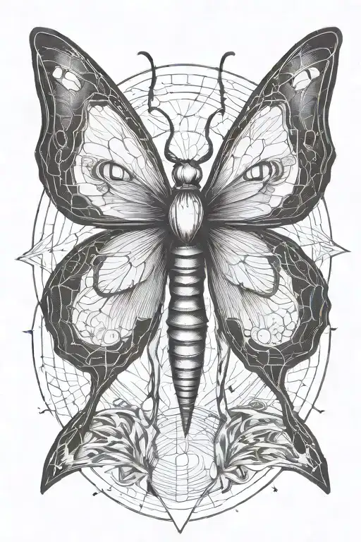 Lunar Moth And Sun Rays Radiating Light